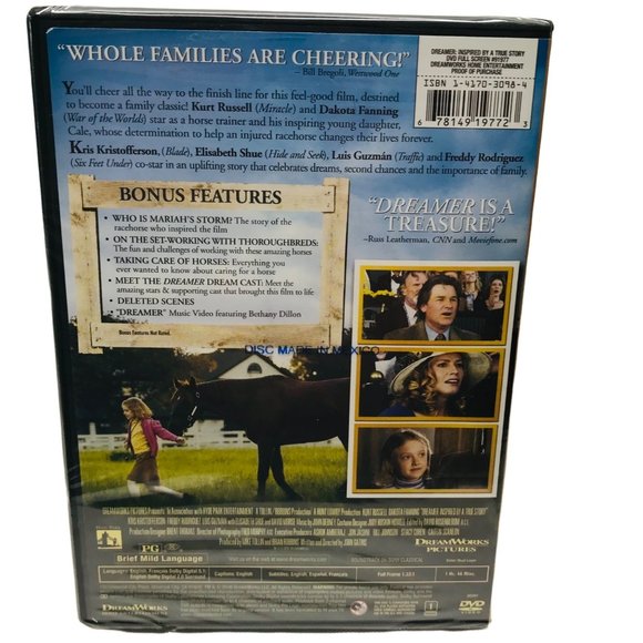 Dreamer DVD 2006 Full Screen Kurt Russell Dakota Fanning New In Package - Picture 2 of 8